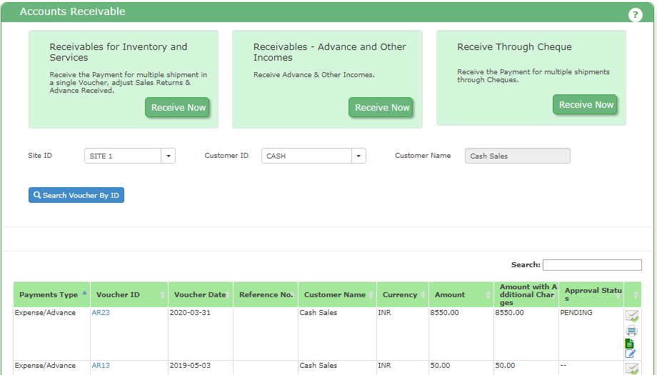 Accounts Receivable dashboard