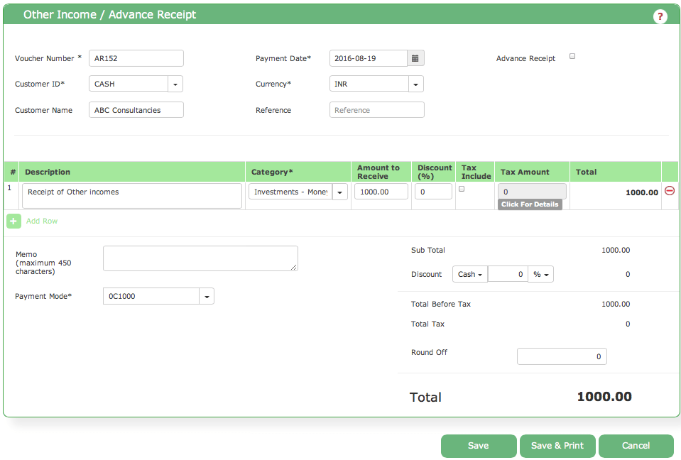 Customer Advance Payments