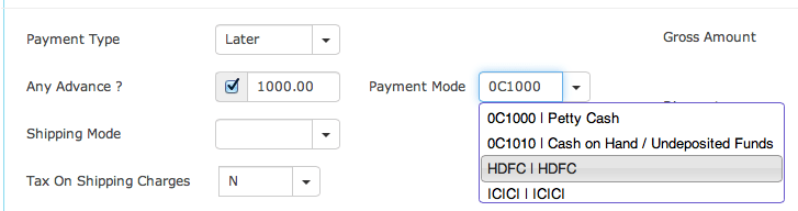 Purchase order with Advance Payment