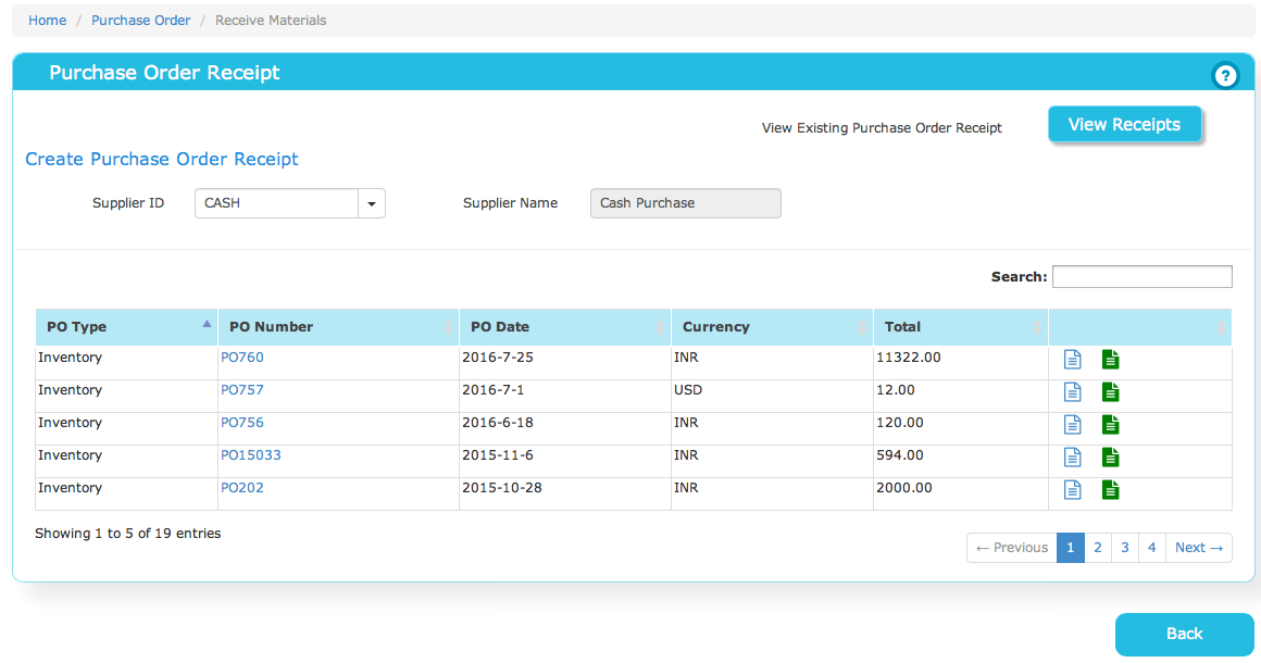 Receive Materials against a Purchase Order