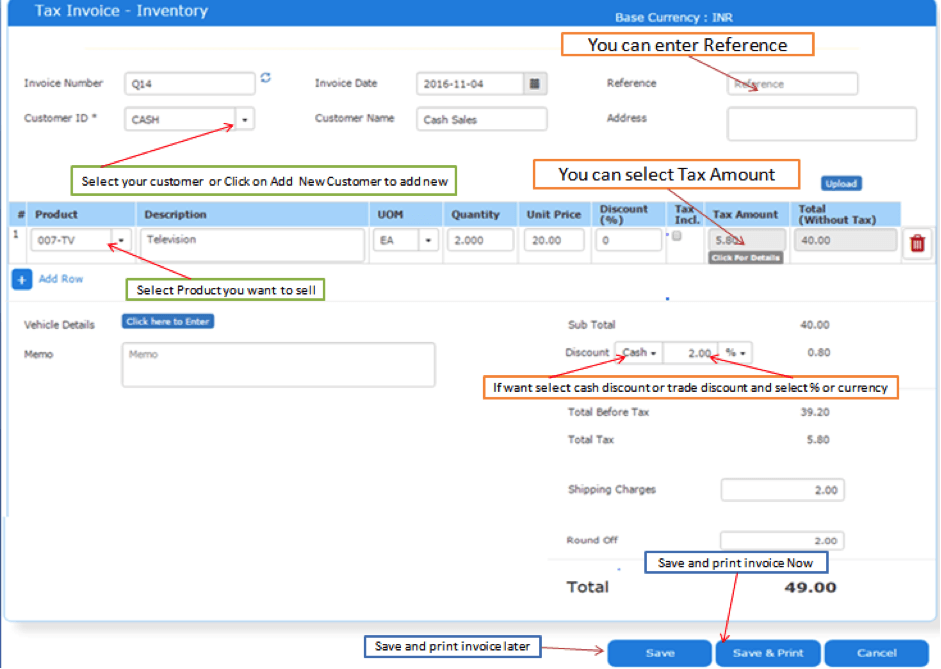 Create Quick Invoice