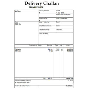 delivery challan word format