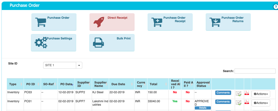 Purchase Order Dashboard