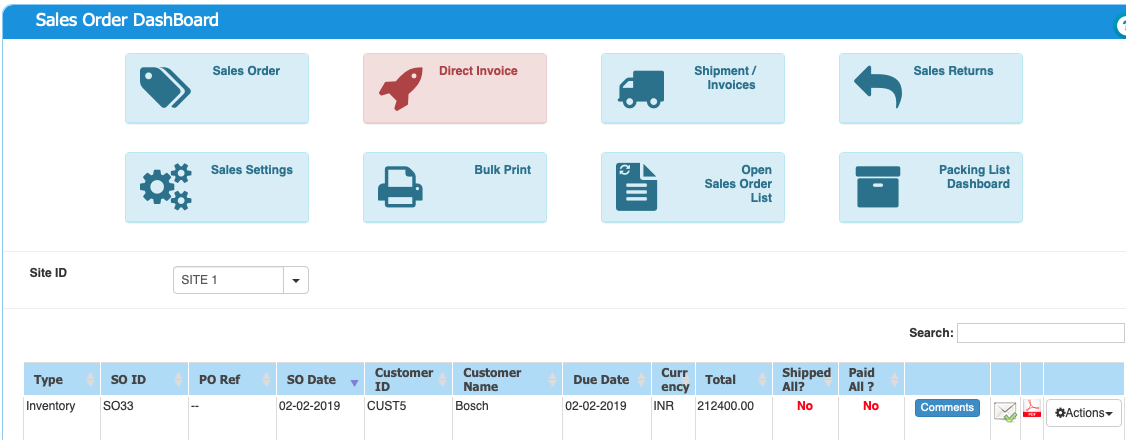 Sales Order Dashboard