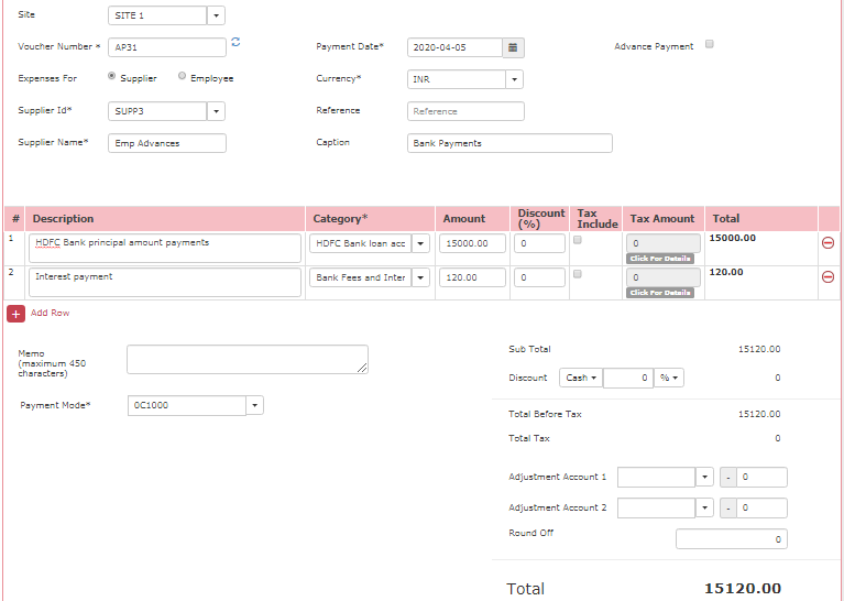 Expenses and Advance Payments