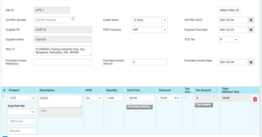 Supplier Invoices