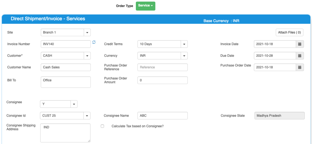 Service Invoice