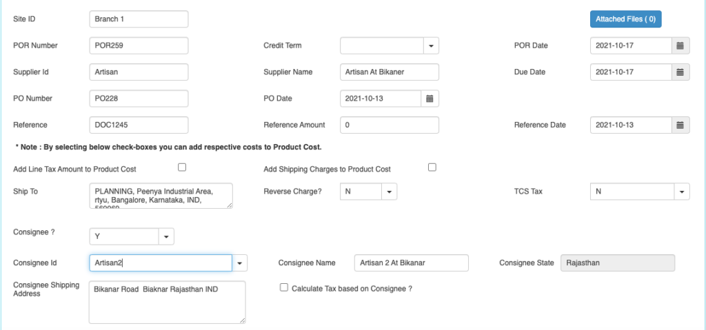 Purchase Order Receipt