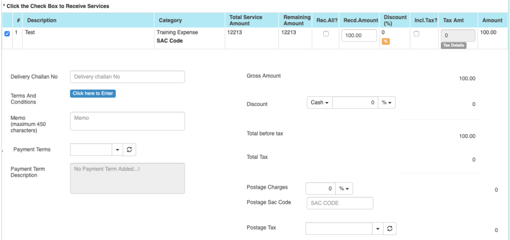 POR Services details entry