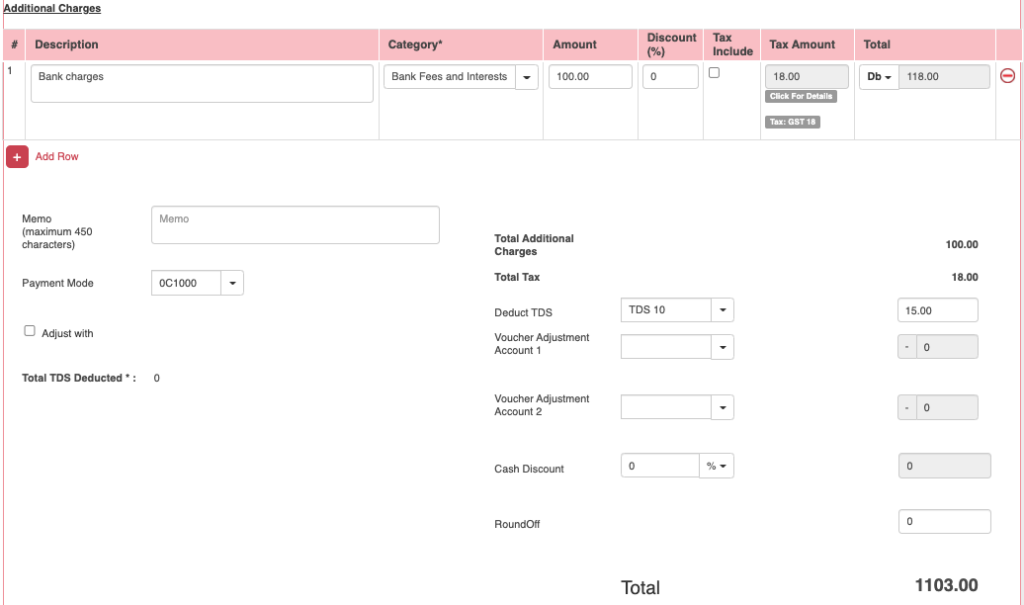 Accounts Payable Bank charges